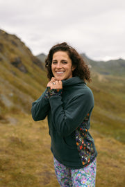 Climb on Fleece Hoodie in Enchantment green, side view