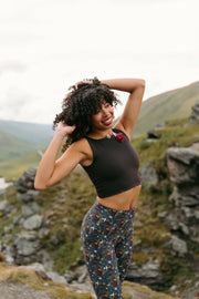 Push On Reversible Croptop in Nightcap/Truffle print